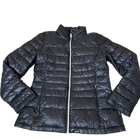 Calvin Klein Packable Lightweight Down Coat Black packable gold hardware SZ SM - Picture 2 of 11